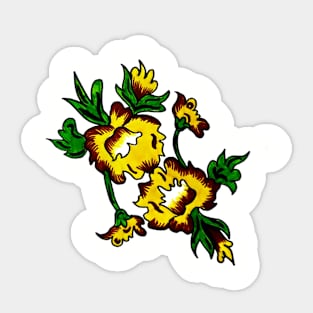 unique brown and yellow floral design Sticker